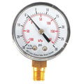 Commercial Compound Gauge, 30 to 0 to 30 psi, 2 in Dial, 1/4 in NPT, Bottom Location