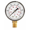 Pressure Gauge, Commercial, 0 to 100 psi, 2 in dial, 1/4 in MNPT, Bottom Connection, Plastic, Black