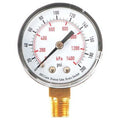 Pressure Gauge, Commercial, 0 to 200 psi, 2 in dial, 1/4 in MNPT, Bottom Connection, Plastic, Black