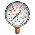Pressure Gauge, Commercial, 0 to 300 psi, 2 in Dial, 1/4 in MNPT, Bottom Connection, Plastic, Black