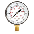 Commercial Pressure Gauge, 0 to 30 psi, 2 1/2 in Dial, 1/4 in NPT, Bottom Location