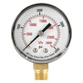 Pressure Gauge, Commercial, 0 to 4000 psi, 2 in dial, 1/4 in MNPT, Bottom Connection, Plastic, Black