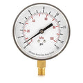 Commercial Pressure Gauge, 0 to 15 psi, 3 1/2 in Dial, 1/4 in NPT, Bottom Location