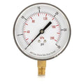 Commercial Pressure Gauge, 0 to 30 psi, 3 1/2 in Dial, 1/4 in NPT, Bottom Location