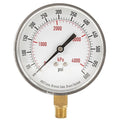 Commercial Pressure Gauge, 0 to 600 psi, 3 1/2 in Dial, 1/4 in NPT, Bottom Location