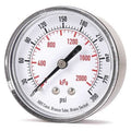 Commercial Pressure Gauge, 0 to 300 psi, 2 1/2 in Dial, 1/4 in NPT, Center Back Location