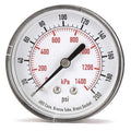 Commercial Pressure Gauge, 0 to 200 psi, 2 1/2 in Dial, 1/4 in NPT, Center Back Location