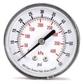 Commercial Pressure Gauge, 0 to 60 psi, 2 1/2 in Dial, 1/4 in NPT, Center Back Location