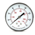 Commercial Pressure Gauge, 0 to 160 psi, 2 1/2 in Dial, 1/4 in NPT, Center Back Location