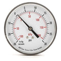 Commercial Compound Gauge, 30 to 0 to 30 psi, 3 1/2 in Dial, 1/4 in NPT, Center Back Location
