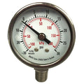 Commercial Pressure Gauge, 0 to 3, 000 psi, 2 in Dial, 1/4 in NPT, Bottom Location