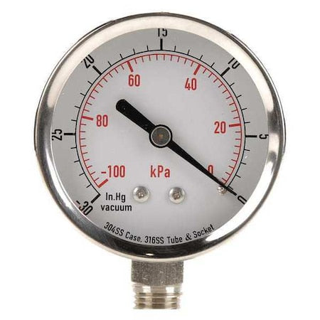 Commercial Vacuum Gauge, +/-3-2-3%, Sil