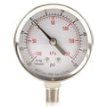 Commercial Compound Gauge, 30 to 0 to 30 psi, 2 1/2 in Dial, 1/4 in NPT, Bottom Location