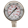 Commercial Pressure Gauge, 0 to 2, 000 psi, 2 in Dial, 1/4 in NPT, Bottom Location