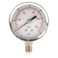 Commercial Pressure Gauge, 0 to 30 psi, 2 1/2 in Dial, 1/4 in NPT, Bottom Location