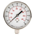 Commercial Pressure Gauge, 0 to 60 psi, 3 1/2 in Dial, 1/4 in NPT, Bottom Location