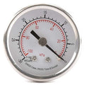 Commercial Pressure Gauge, 0 to 30 psi, 2 1/2 in Dial, 1/4 in NPT, Center Back Location