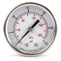 Commercial Pressure Gauge, 0 to 30 psi, 2 in Dial, 1/4 in NPT, Center Back Location