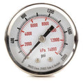 Commercial Pressure Gauge, 0 to 2, 000 psi, 2 in Dial, 1/4 in NPT, Center Back Location