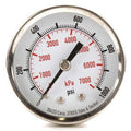 Commercial Pressure Gauge, 0 to 1, 000 psi, 2 in Dial, 1/4 in NPT, Center Back Location