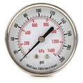 Commercial Pressure Gauge, 0 to 200 psi, 2 1/2 in Dial, 1/4 in NPT, Center Back Location