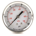 Commercial Pressure Gauge, 0 to 100 psi, 2 1/2 in Dial, 1/4 in NPT, Center Back Location