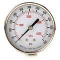 Commercial Pressure Gauge, 0 to 600 psi, 2 1/2 in Dial, 1/4 in NPT, Center Back Location