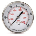Commercial Pressure Gauge, 0 to 2, 000 psi, 3 1/2 in Dial, 1/4 in NPT, Center Back Location