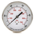 Commercial Pressure Gauge, 0 to 1, 000 psi, 3 1/2 in Dial, 1/4 in NPT, Center Back Location