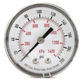 Pressure Gauge, Commercial, 0 to 200 psi, 2 in Dial, Acrylic Lens, 1/4 in MNPT, Plastic, Black
