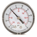 Commercial Compound Gauge, 30 to 0 to 30 psi, 2 in Dial, 1/4 in NPT, Center Back Location