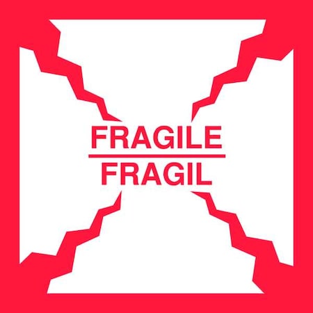 4" x 4" Adhesive Back Bilingual Shipping Labels, Fragile/Fragil, Pk500