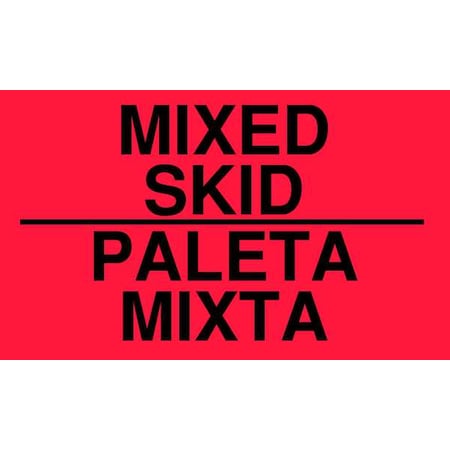 3" x 5" Adhesive Back Bilingual Shipping Labels, Mixed Skid/Paleta Mixta, Pk50
