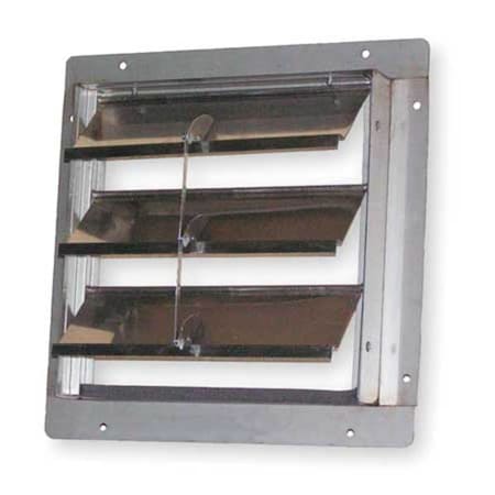20 in 23"H-W 5 1/4"L SS Backdraft Dampr, 20-1/2 in x 20-1/2 in, Stainless Steel
