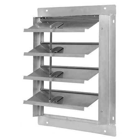16 in 19"H-W 5 1/4"L SS Backdraft Dampr, 16-1/2 in x 16-1/2 in, Stainless Steel