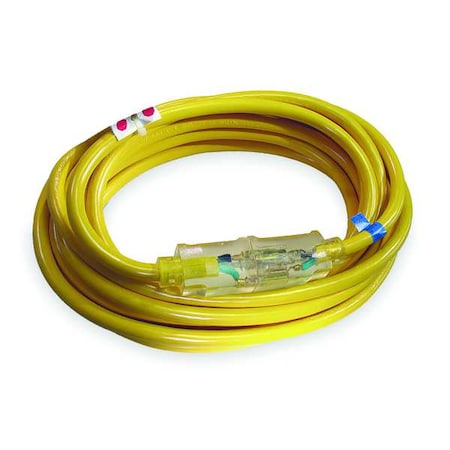 SJTOW Extension Cord, 10 AWG 1 Outlet, 5-20R, Yellow, PVC, 5-20P, 100ft