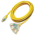 SJTOW Extension Cord, 12 AWG 3 Outlets, 5-15R, Yellow, PVC, 5-15P, 25ft