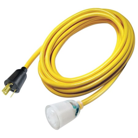 SJTOW Extension Cord, 10 AWG 1 Outlet, L5-20R, Yellow, PVC, L5-20P, 100ft