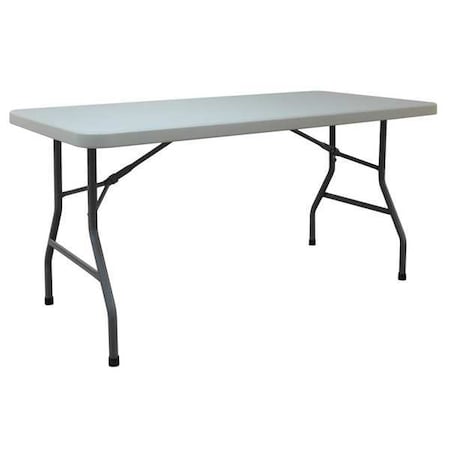 Rectangle Folding Table, 30" W, 60" L, 29" H, Blow Molded Polyethylene Top, White