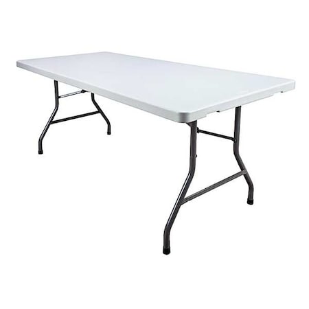 Rectangle Folding Table, 30" W, 72" L, 29" H, Blow Molded Polyethylene Top, White