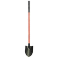 Round Point Non-Conductive Shovel, 14 ga Steel Blade, Standard Step, 48 in L Black Fiberglass Handle