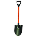 Round Point Non-Conductive Shovel, 14 ga Steel Blade, Standard Step, 27 in L Black Fiberglass Handle