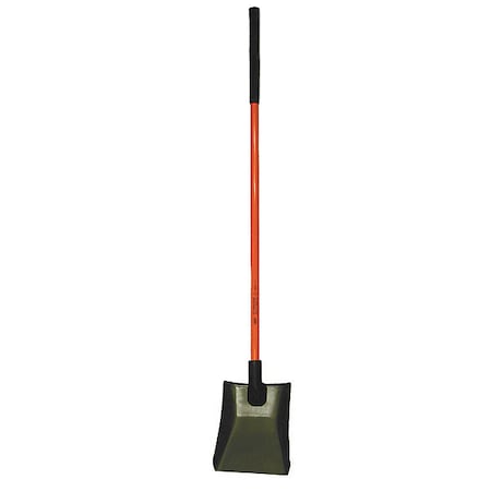 Square Point Shovel, 14 ga Steel Blade, Standard Step, 48 in L Black Fiberglass Handle