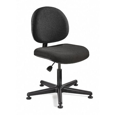 Fabric Task Chair, 16" to 21", No Arms, Black