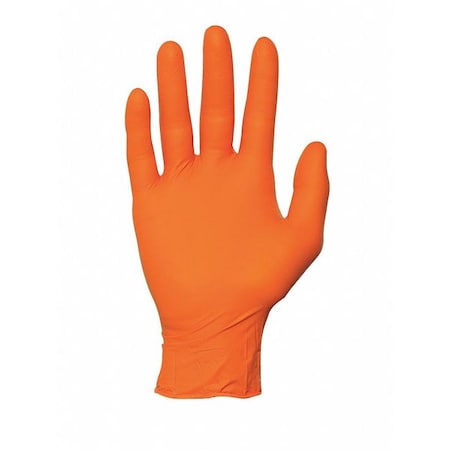 N48, Disposable Gloves, 5.00 to 5.99 mil Palm, Nitrile, Powder-Free, 2XL (10 1/2), 100 PK, Orange