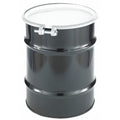 Open Head Transport Drum, Steel, 10 gal, Unlined, Black