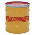 Open Head Salvage Drum, Steel, 20 gal, Unlined, Yellow