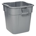 BRUTE 28 gal Square Heavy Duty Plastic Can, Gray, None, Plastic, 21 1/2 in