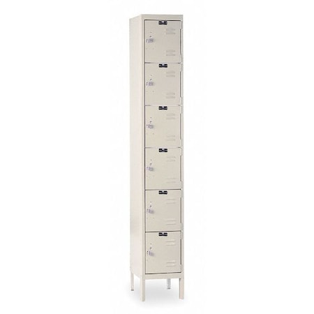 Box Locker, 12 in W, 15 in D, 78 in H, (1) Wide, (6) Tier, Tan