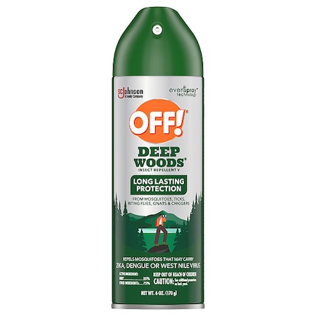 Deep Woods Insect Repellent, 25% DEET Concentration, Outdoor Use, 6 oz, Aerosol Can